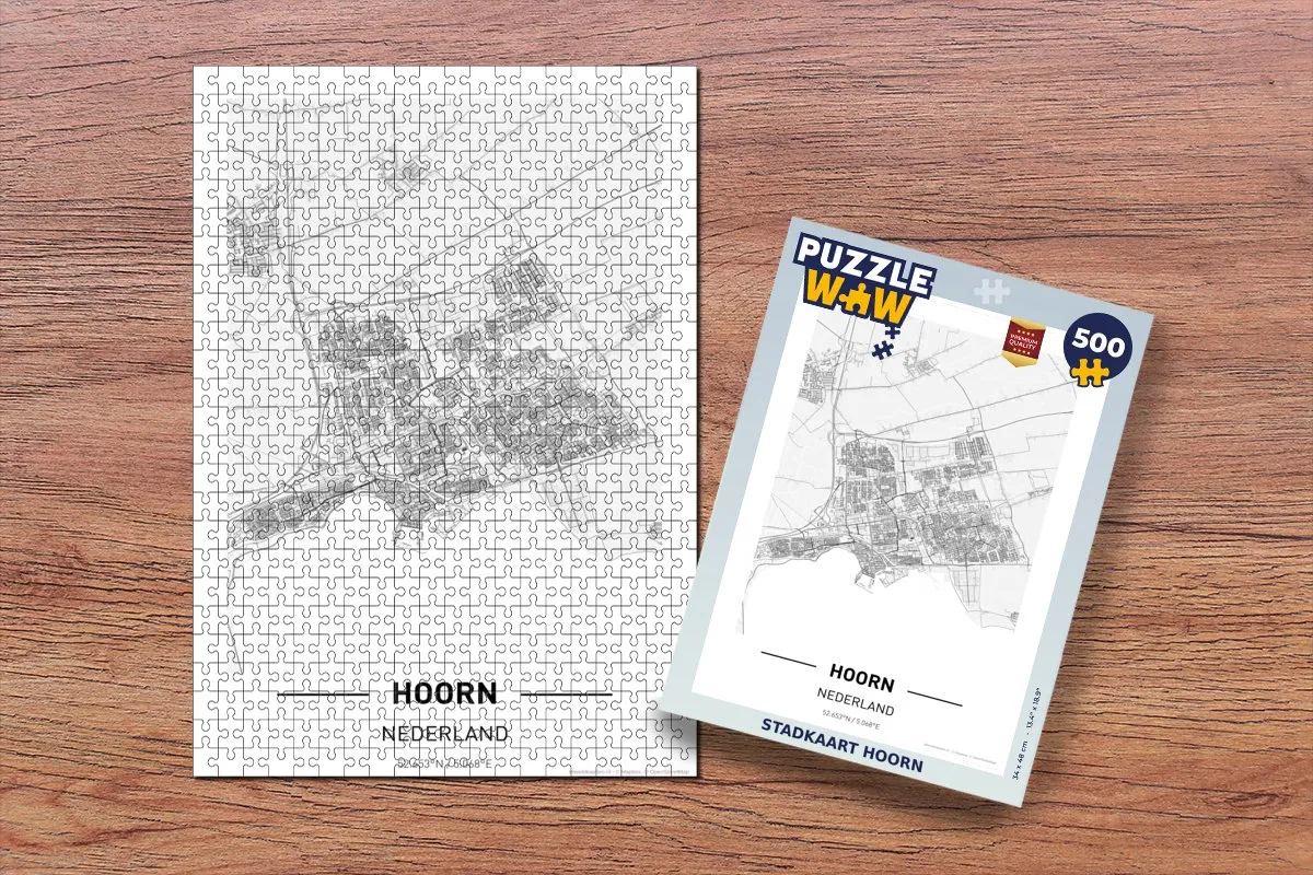 PuzzleWow Stadkaart Hoorn Legpuzzel 500 Stuks - Multicolor