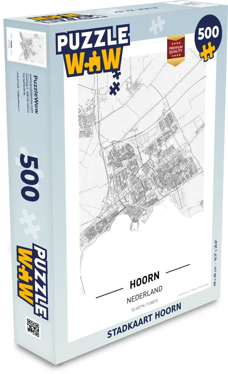 PuzzleWow Stadkaart Hoorn Legpuzzel 500 Stuks