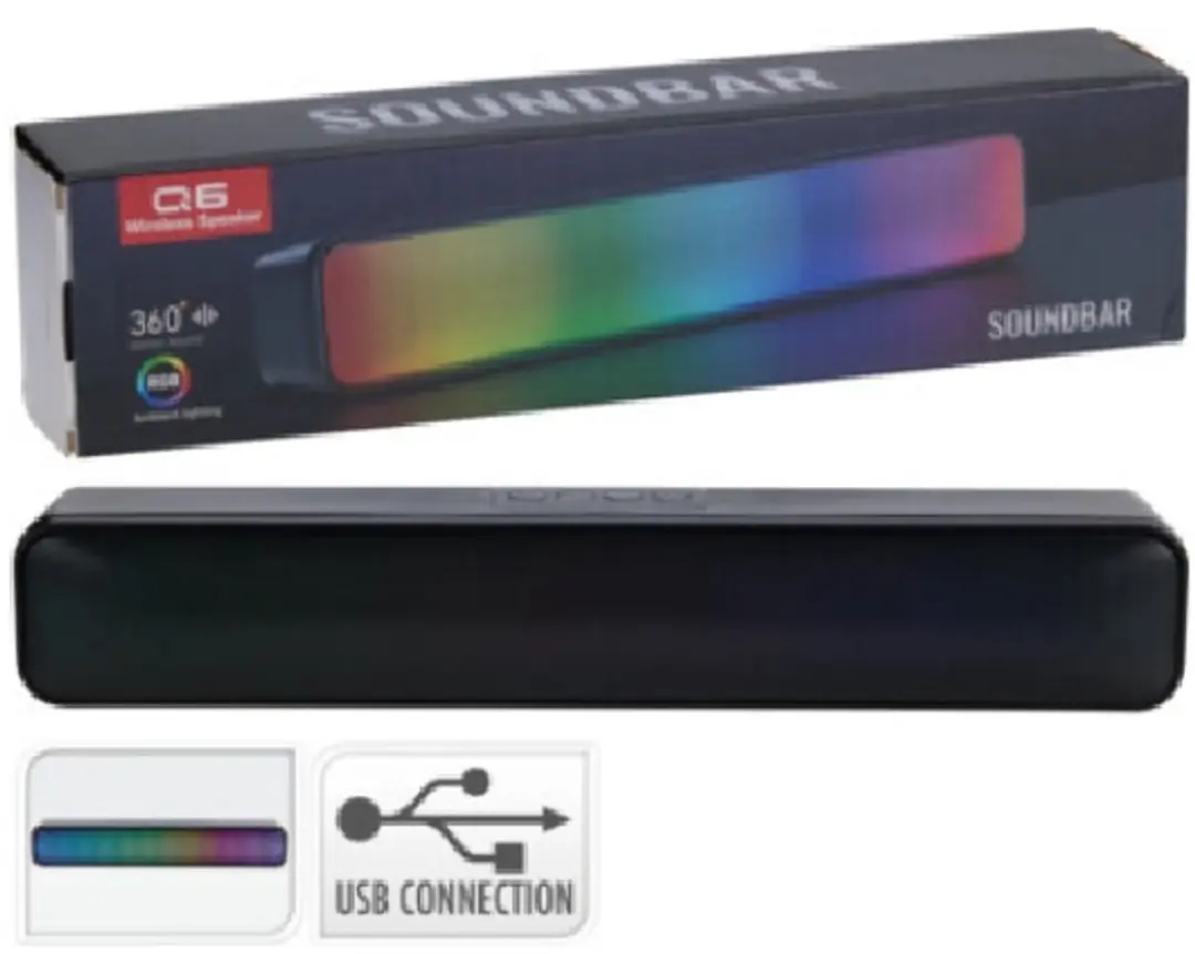 Draadloze soundbar 5W x 2 met 7 lichtmodi waarvan 5 met muziek
