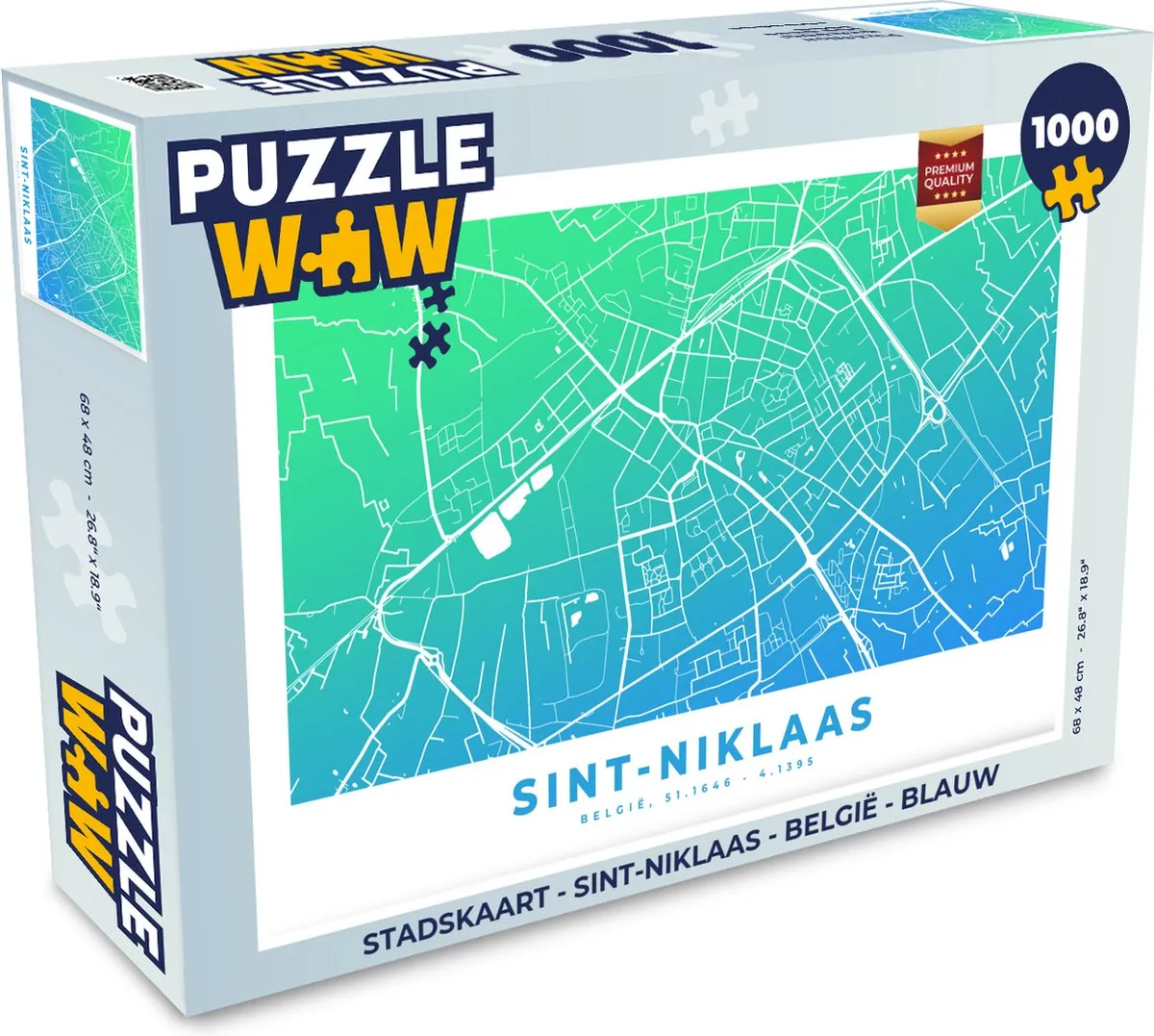 PuzzleWow Stadskaart Sint-Niklaas België Legpuzzel 1000 Stuks