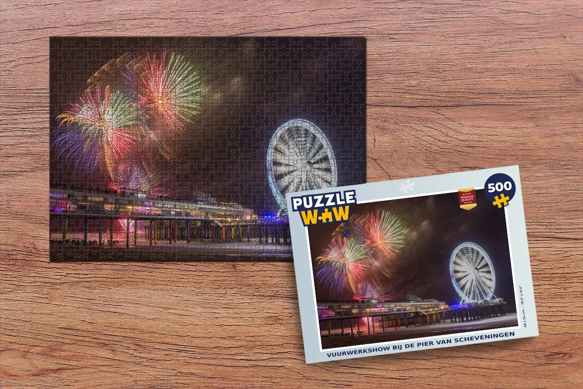 PuzzleWow Legpuzzel Vuurwerkshow Scheveningen 500 Stuks - Multicolor