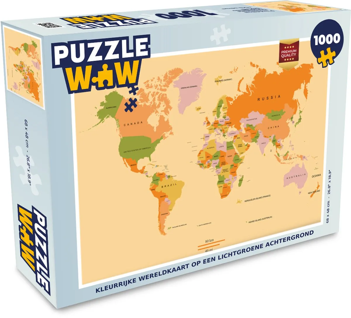 PuzzleWow Wereldkaart Legpuzzel 1000 Stuks