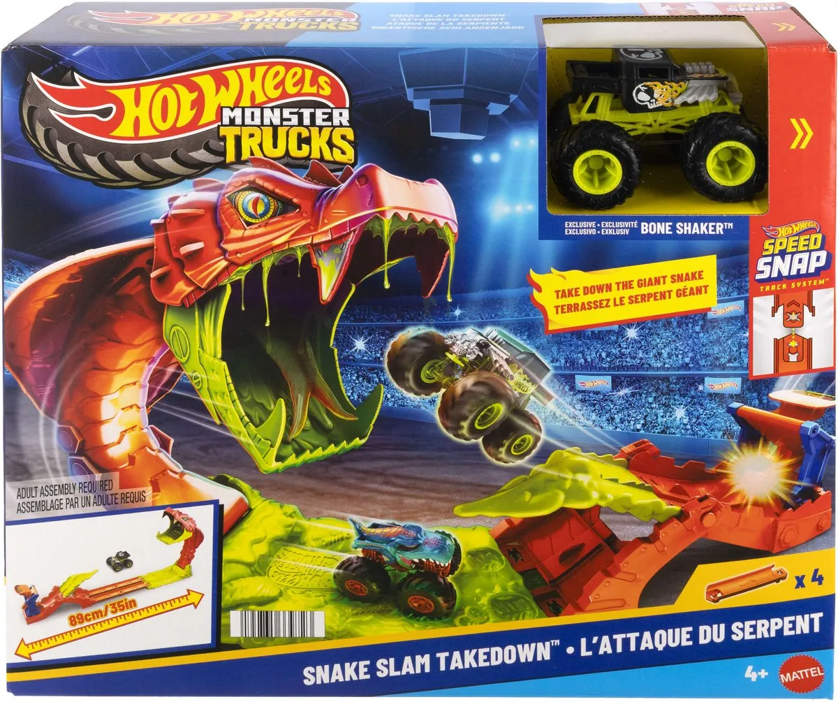 Hot Wheels Monstertrucks Sla de Slang Knock-Out Speelset JJN44 - Multicolor