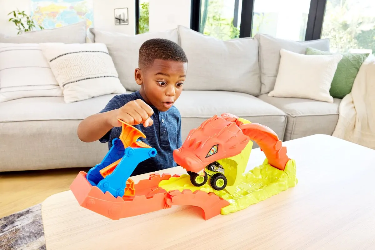 Hot Wheels Monstertrucks Sla de Slang Knock-Out Speelset JJN44 - Multicolor