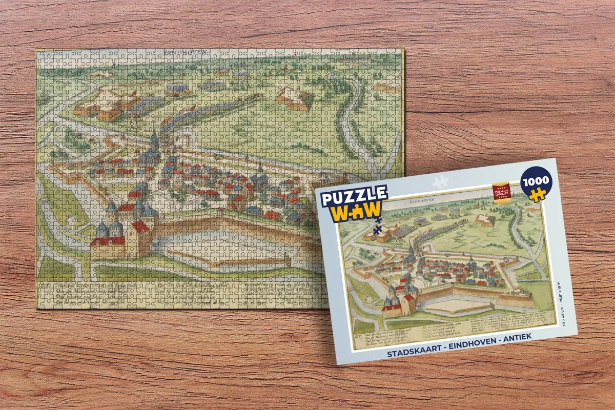 PuzzleWow Stadskaart Eindhoven Puzzel - 1000 Stuks - Multicolor