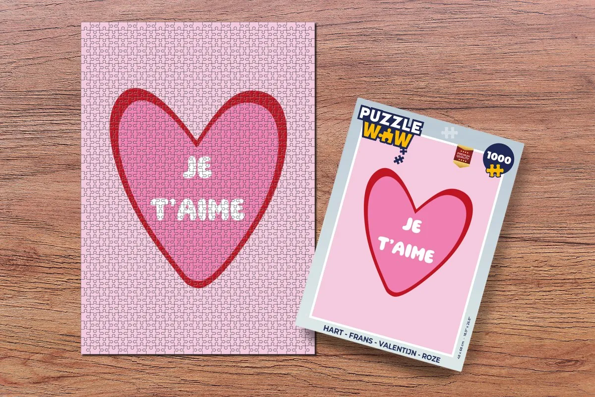PuzzleWow Legpuzzel Hart - 1000 Stuks - Roze