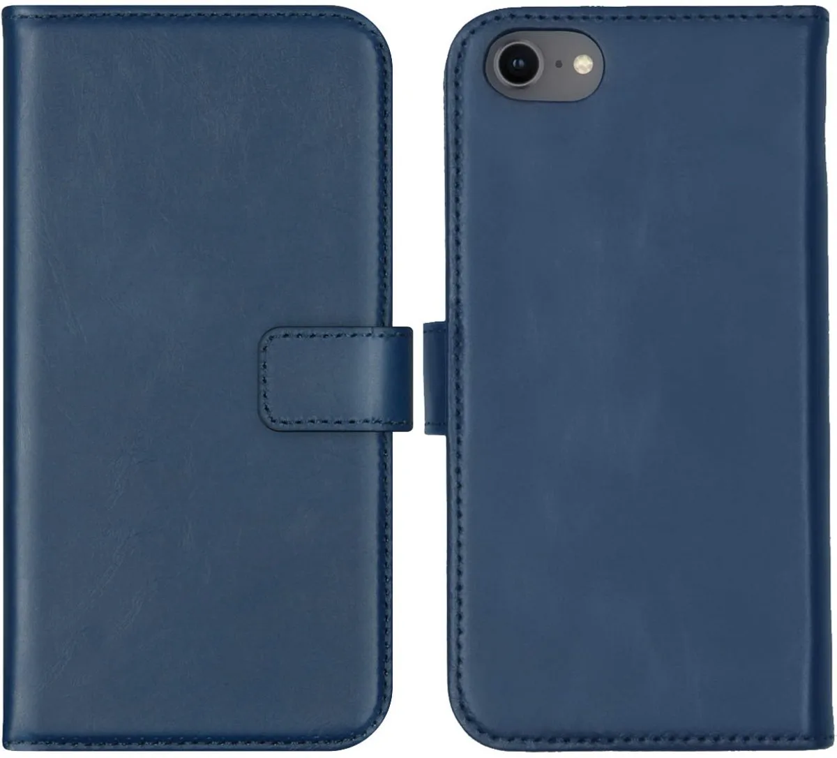Selencia Hoesje iPhone SE/8/7/6s/6 - Echt Leder Blauw - 3 Pasjes