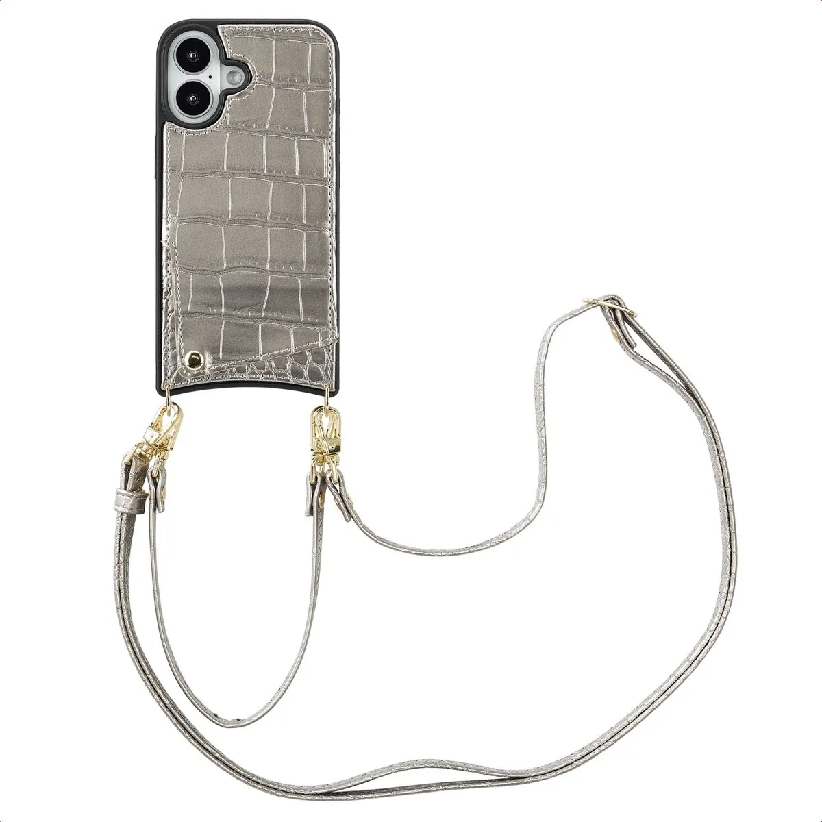 Selencia Hoesje iPhone 16 Croco Zilver