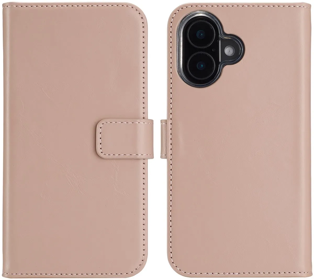 Selencia Hoesje iPhone 16 Plus Echt Leder Bookcase - Lichtroze