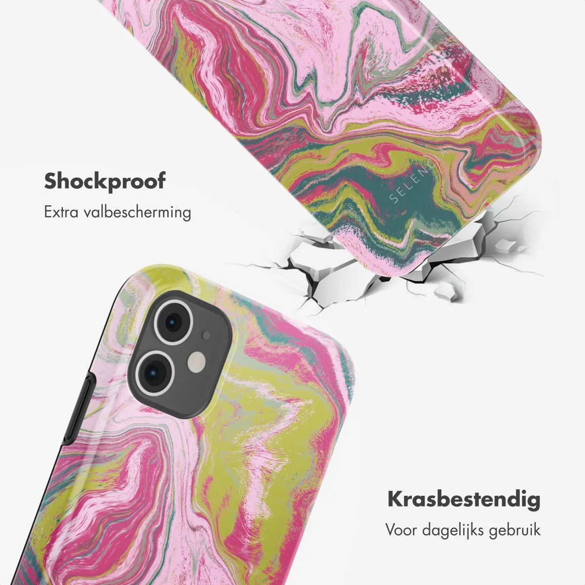 Selencia Hoesje iPhone 11 Marble Pink