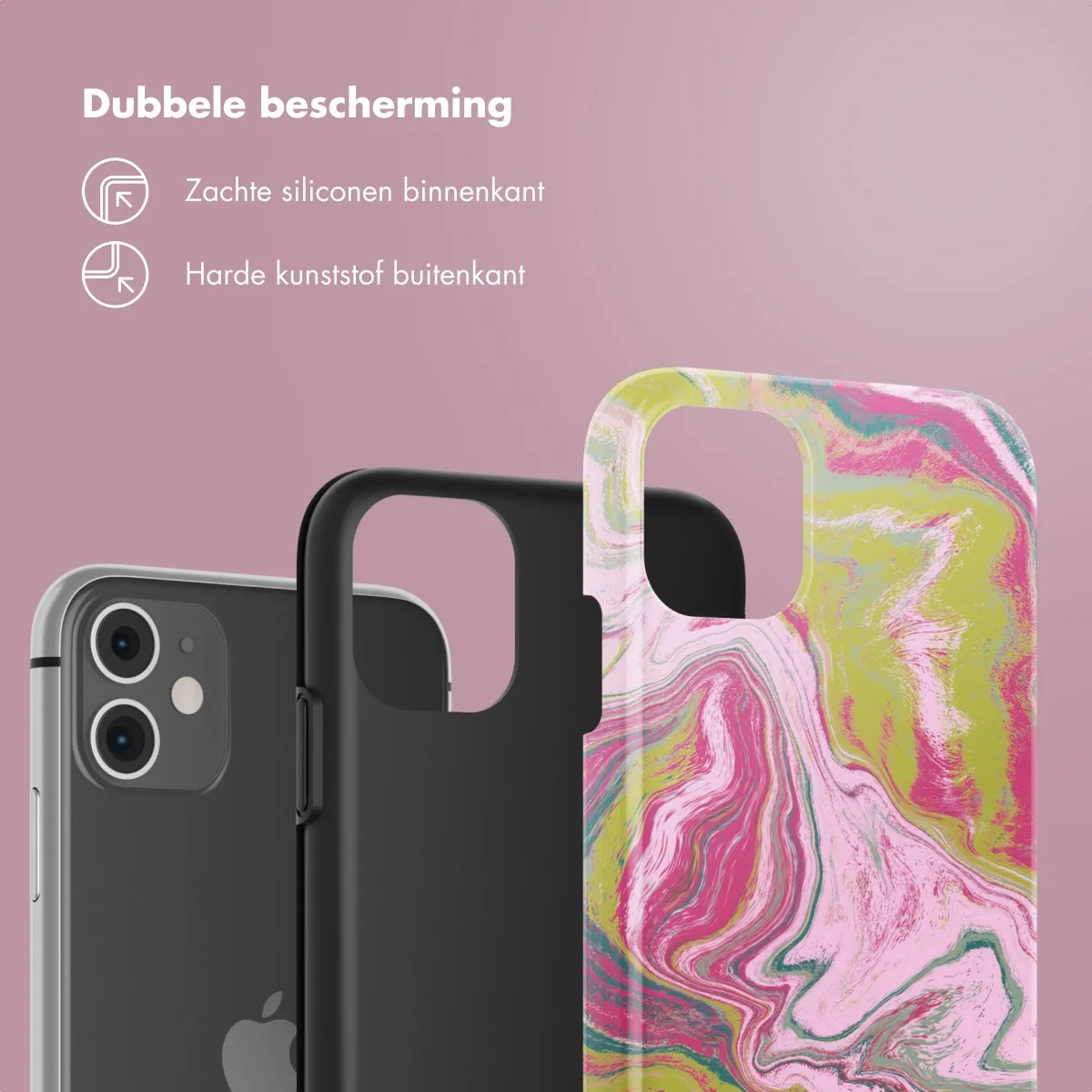 Selencia Hoesje iPhone 11 Marble Pink