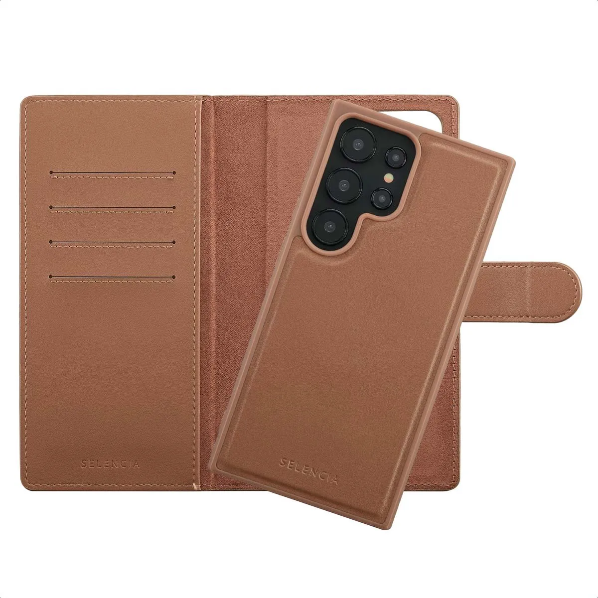 Selencia Olyn Bookcase Hoesje Samsung Galaxy S24 Ultra - 6 Pasjes - Bruin