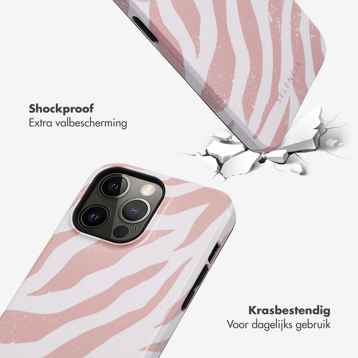 Selencia Hoesje iPhone 14 Pro Max Colorful Zebra Old Pink