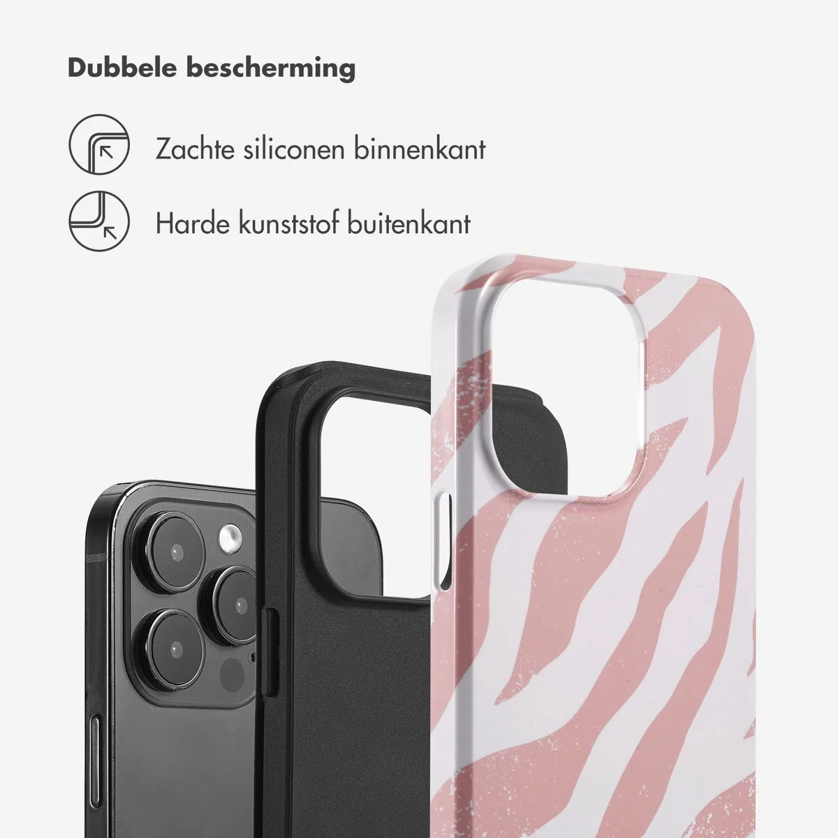 Selencia Hoesje iPhone 14 Pro Max Colorful Zebra Old Pink