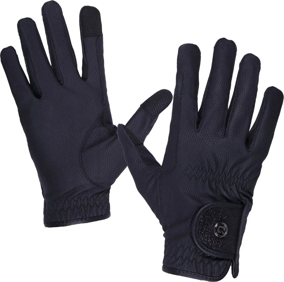 QHP Rijhandschoenen Glitz Zwart