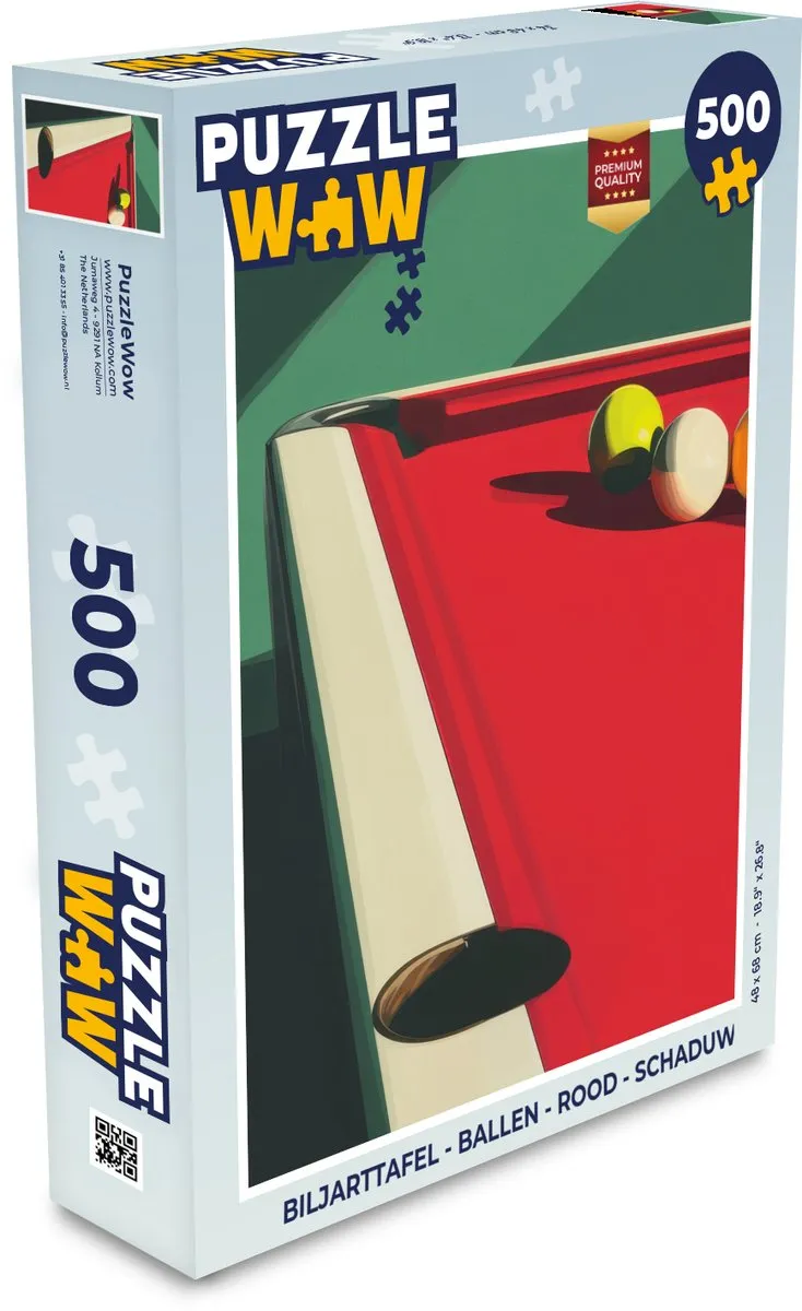 PuzzleWow Biljarttafel Ballen Puzzel 500 Stuks