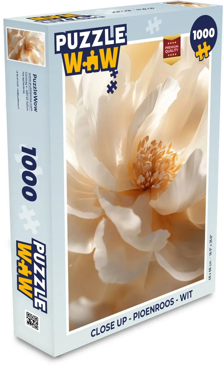 PuzzleWow Close Up Pioenroos Legpuzzel 1000 Stuks