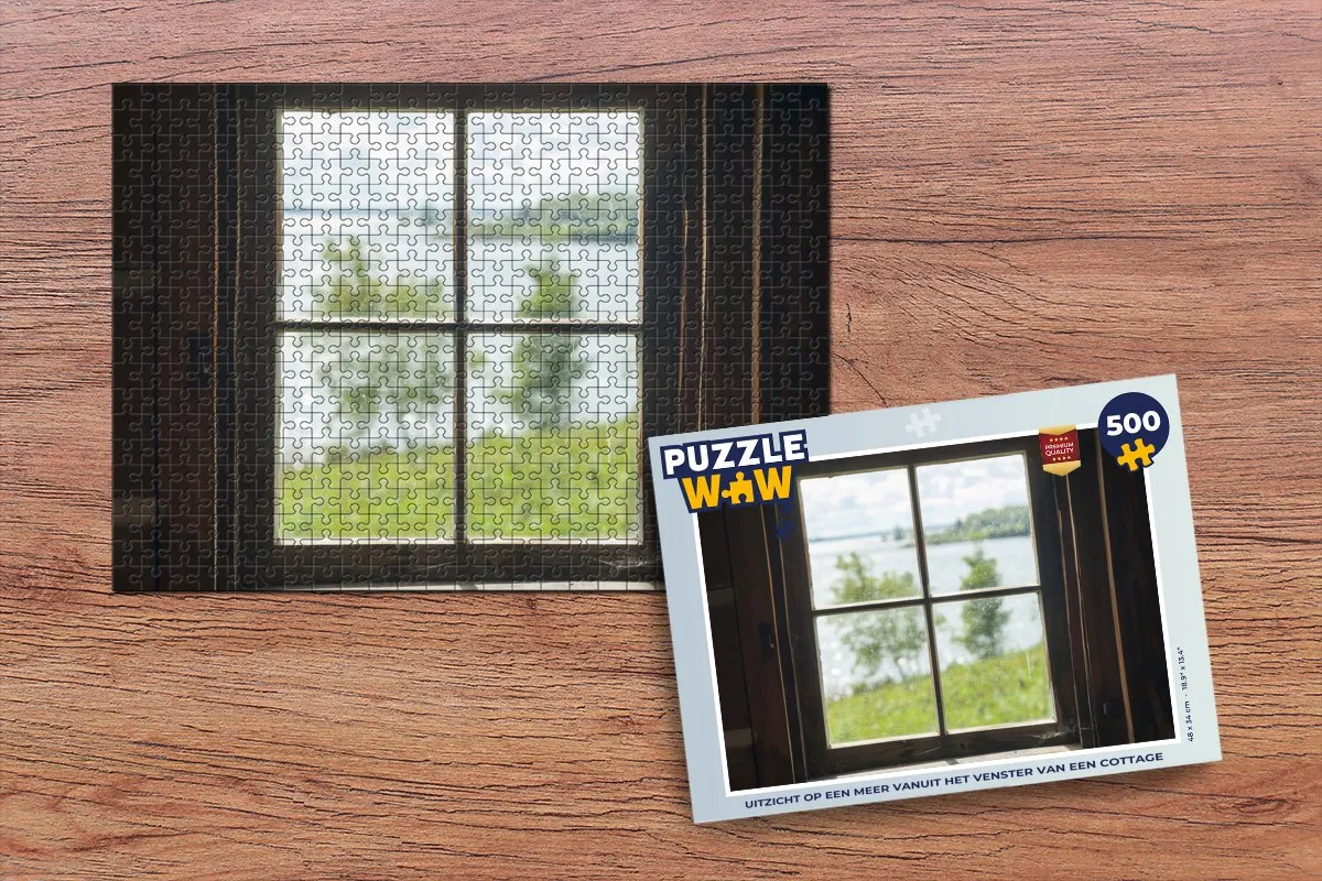 PuzzleWow Legpuzzel 500 Stuks - Uitzicht Cottage Meer - Multicolor