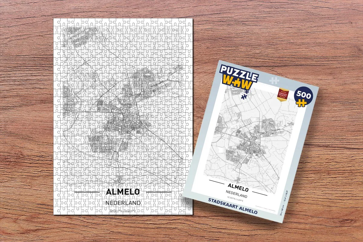 PuzzleWow Stadskaart Almelo Legpuzzel 500 Stuks - Multicolor