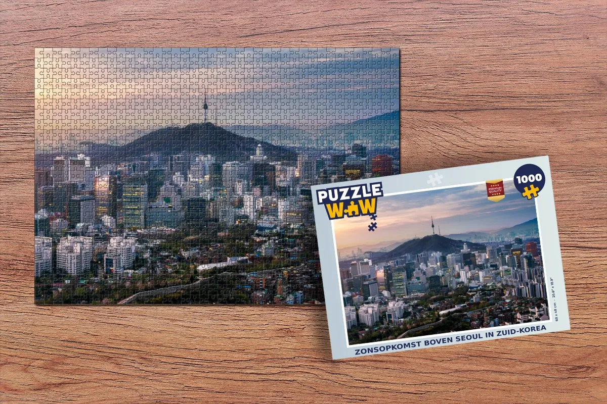PuzzleWow Legpuzzel Zonsopkomst boven Seoul 1000 Stuks - Multicolor
