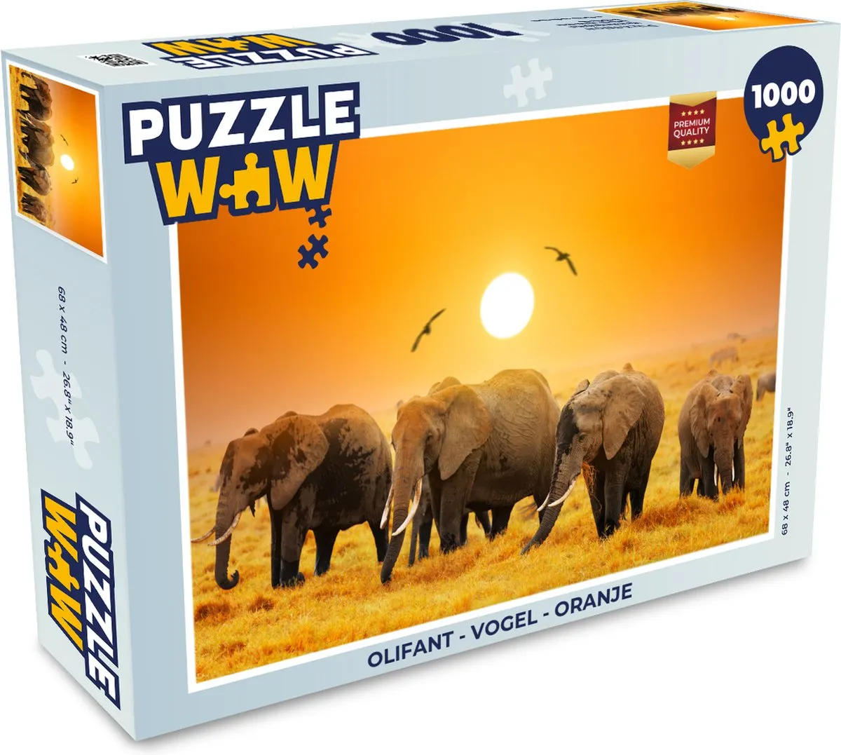 PuzzleWow Olifant Vogel Legpuzzel 1000 Stuks - Multicolor
