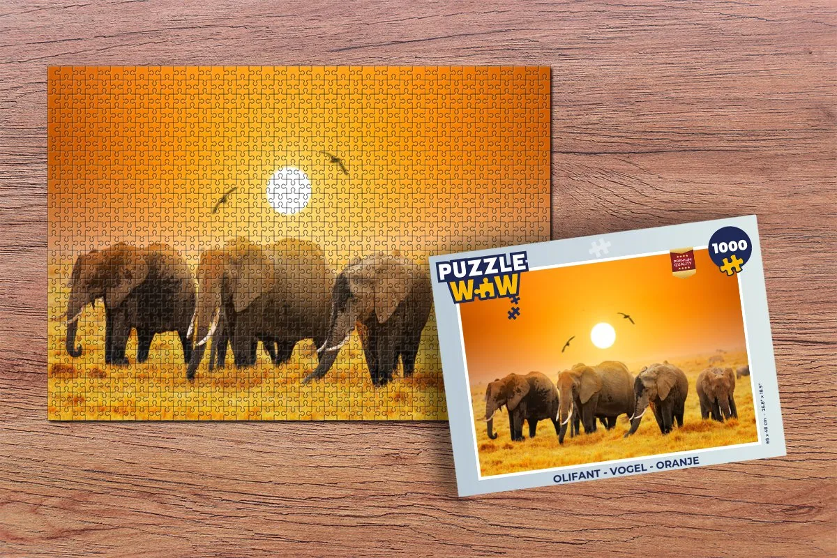 PuzzleWow Olifant Vogel Legpuzzel 1000 Stuks - Multicolor