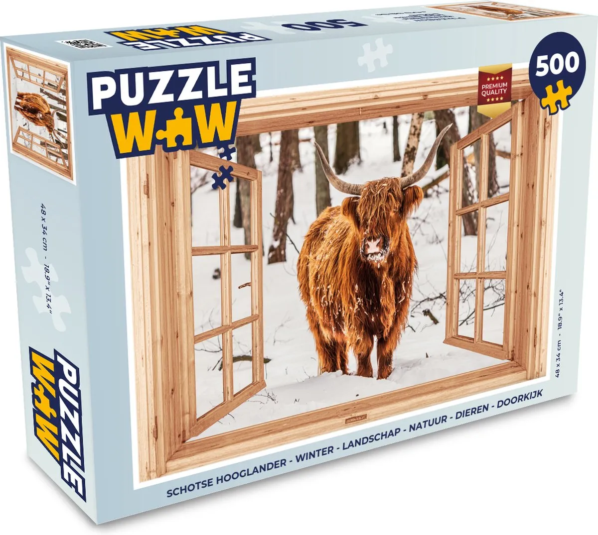 PuzzleWow Schotse Hooglander Winter Legpuzzel 500 Stuks