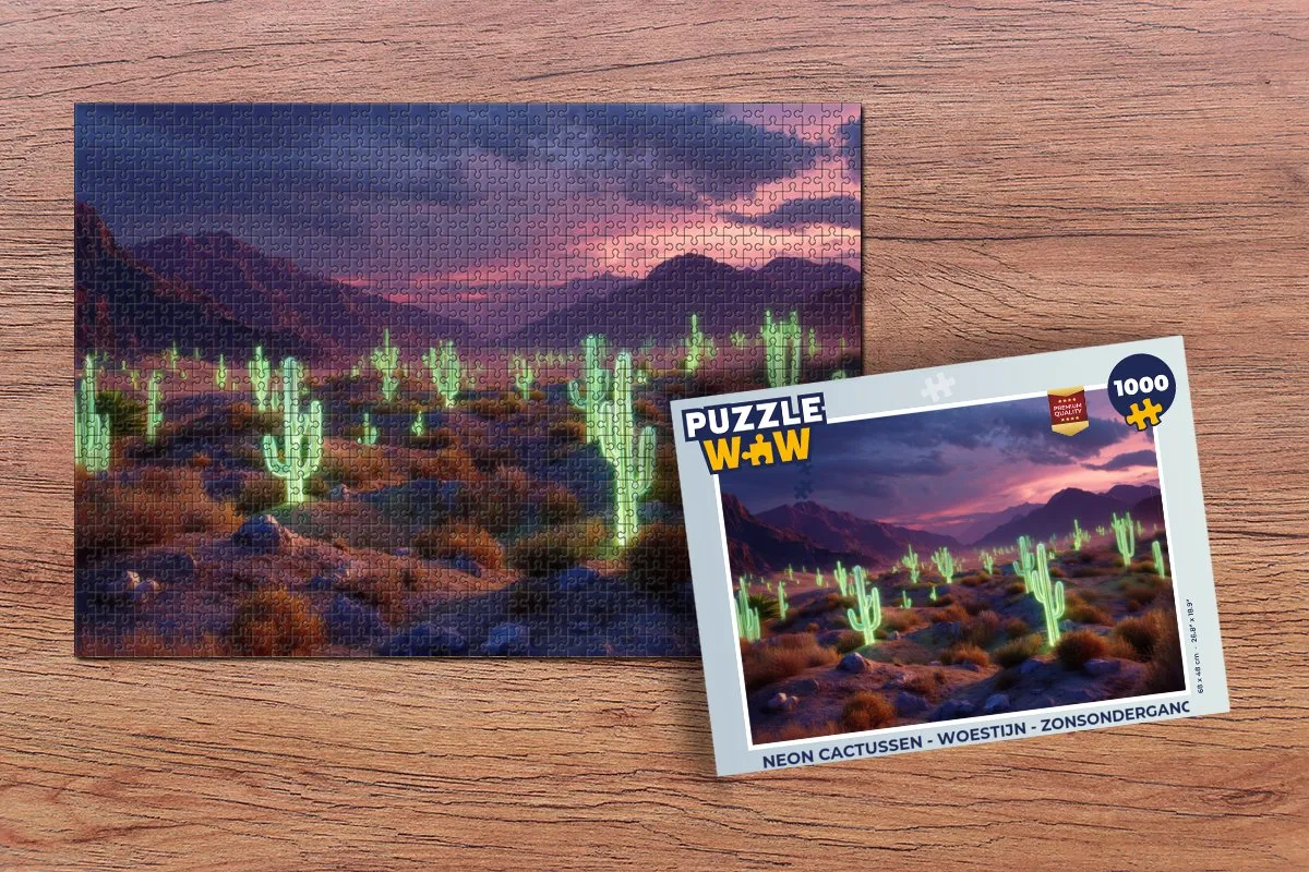 PuzzleWow Neon Cactussen Legpuzzel 1000 Stuks