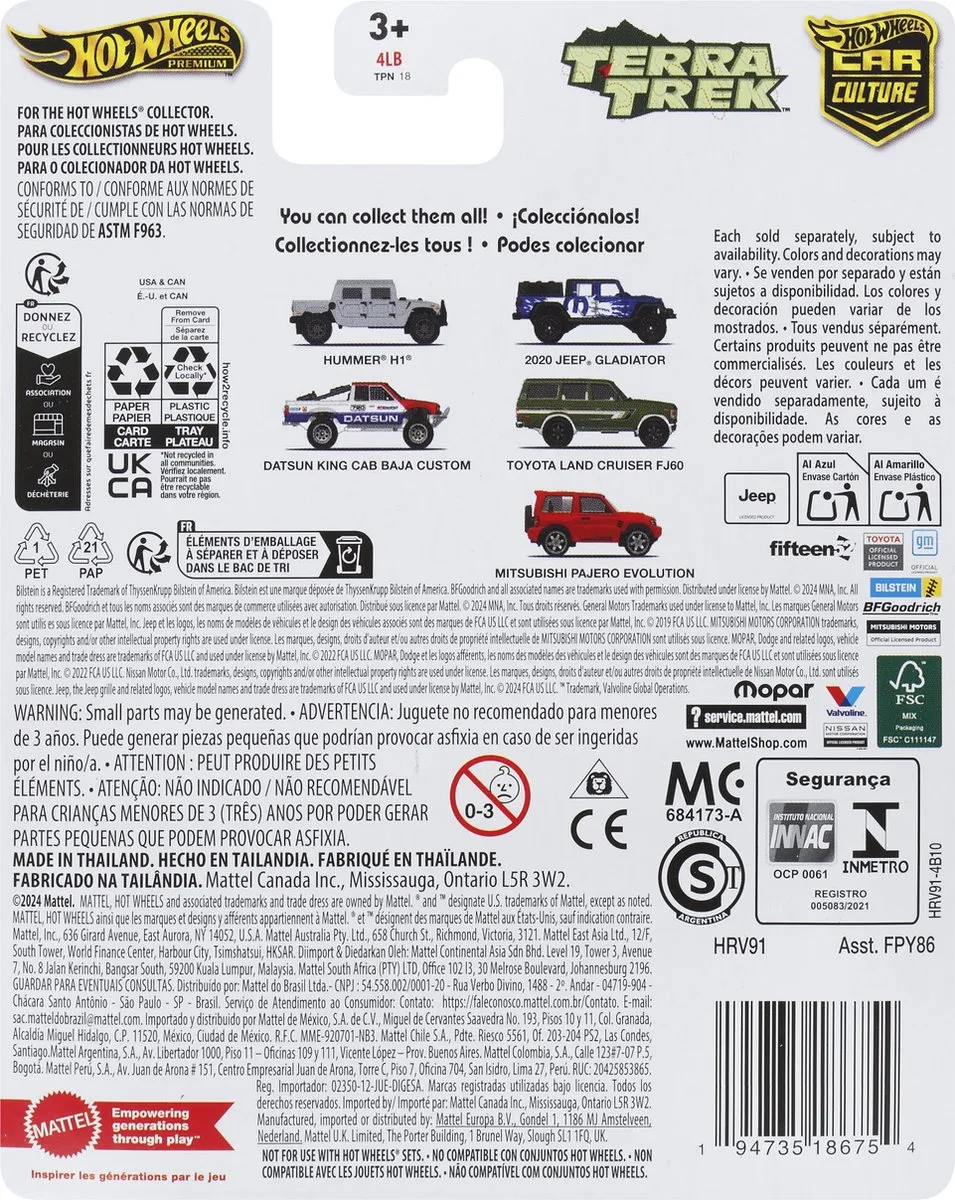 Hot Wheels Jeep Gladiator HRV91 - Blauw/Wit