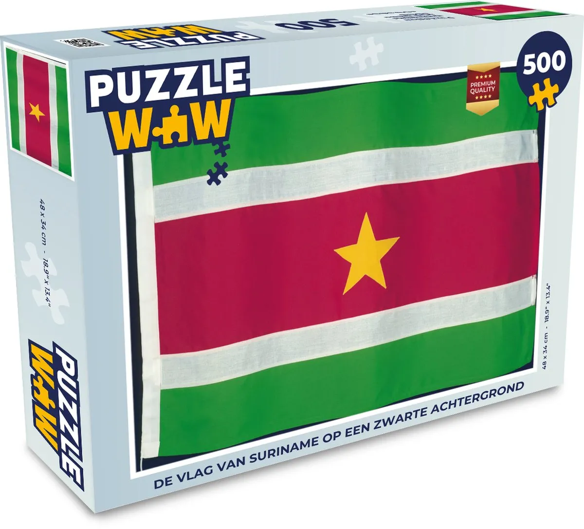 PuzzleWow Legpuzzel De vlag van Suriname 500 Stuks - Multicolor