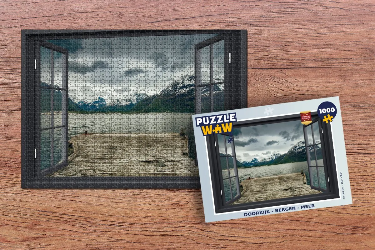 PuzzleWow Doorkijk Berg Meer Legpuzzel 1000 Stuks - Multicolor
