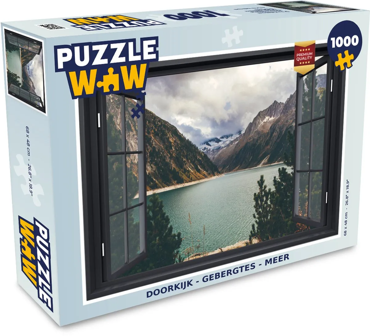 PuzzleWow Doorkijk Berg Meer Legpuzzel 1000 Stuks - Multicolor