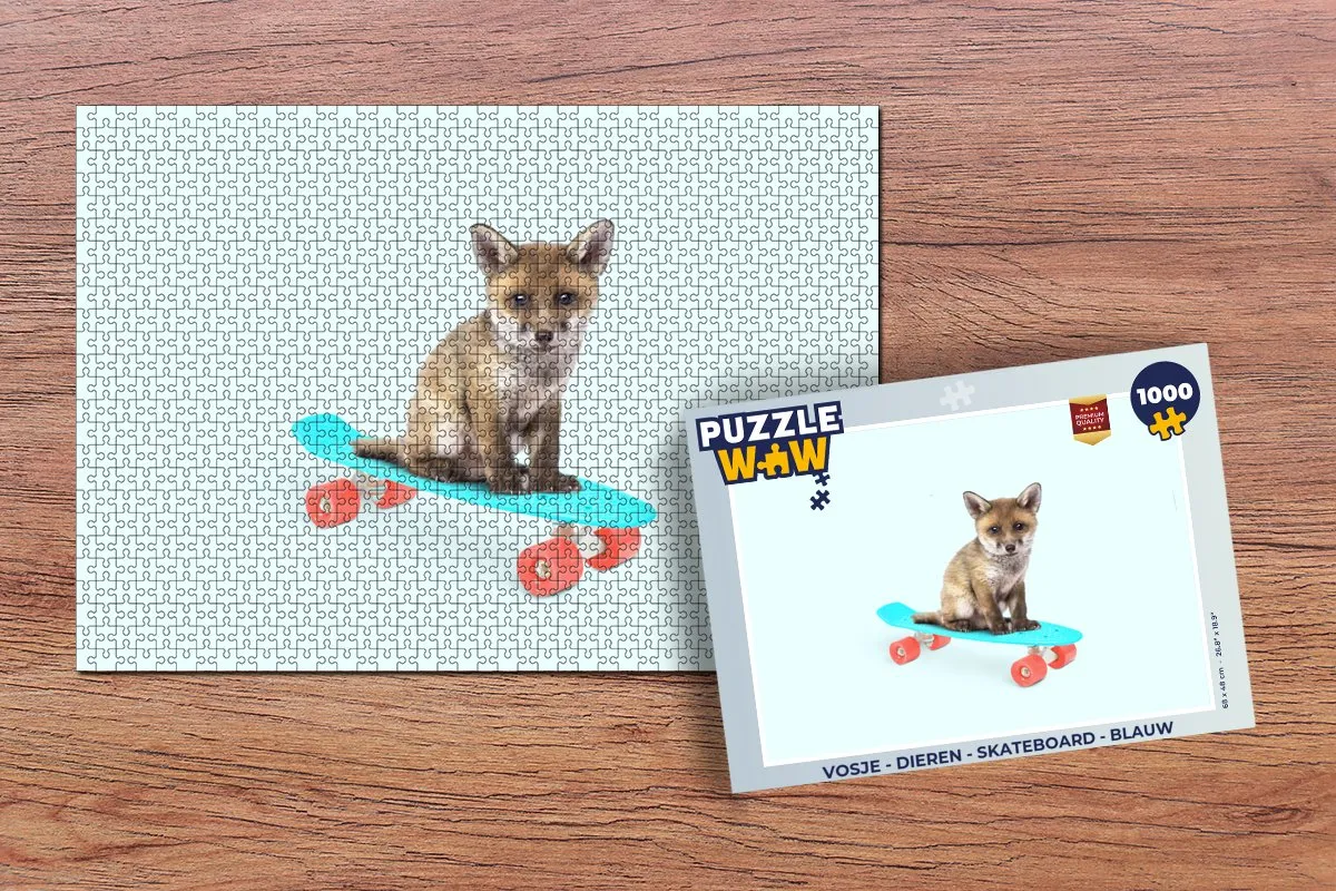 PuzzleWow Vos Skateboard Legpuzzel 1000 Stuks - Multicolor