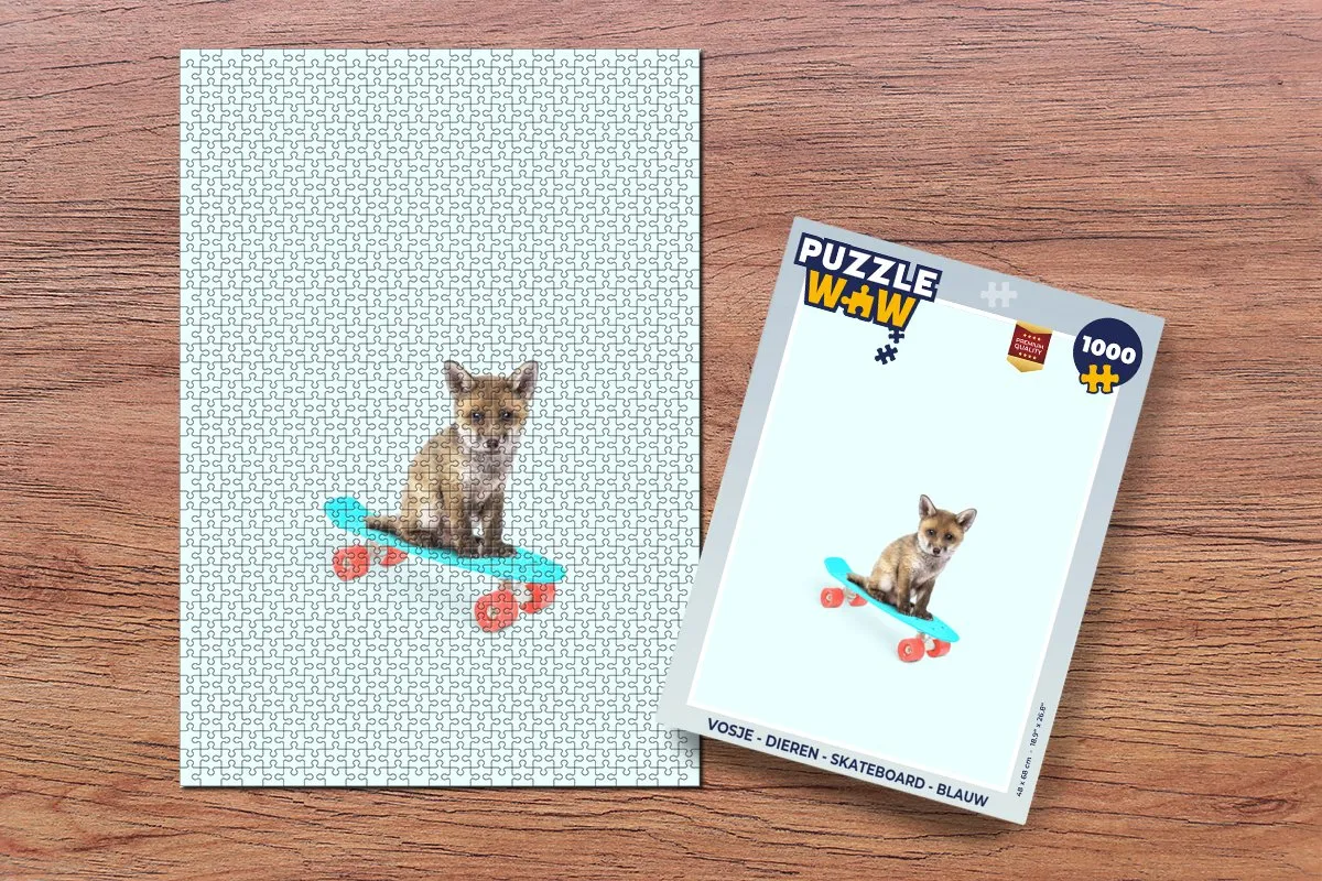 PuzzleWow Vos Skateboard Legpuzzel 1000 Stuks - Multicolor