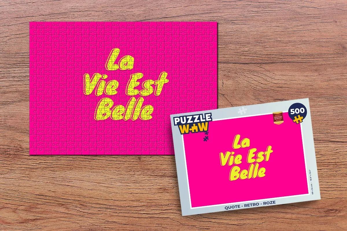 PuzzleWow Quote Retro Legpuzzel 500 Stuks - Roze