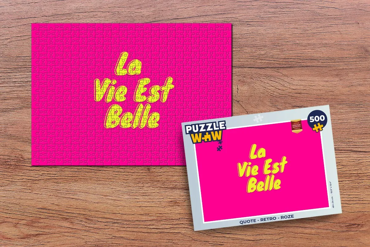 PuzzleWow Quote Retro Legpuzzel 500 Stuks - Roze