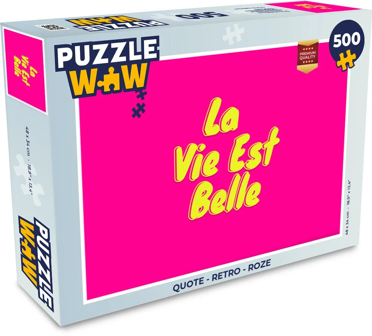 PuzzleWow Quote Retro Legpuzzel 500 Stuks - Roze