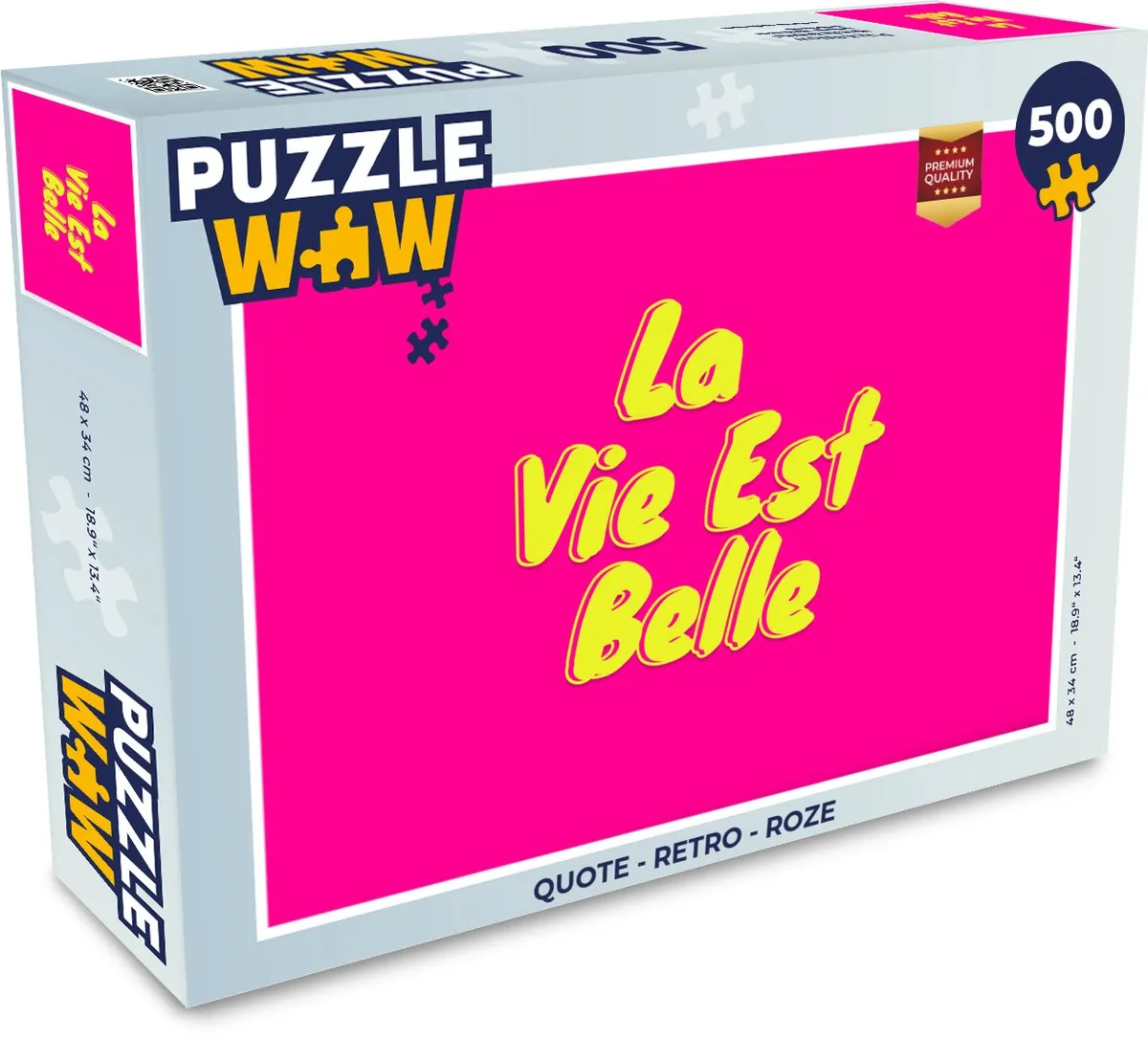 PuzzleWow Quote Retro Legpuzzel 500 Stuks - Roze