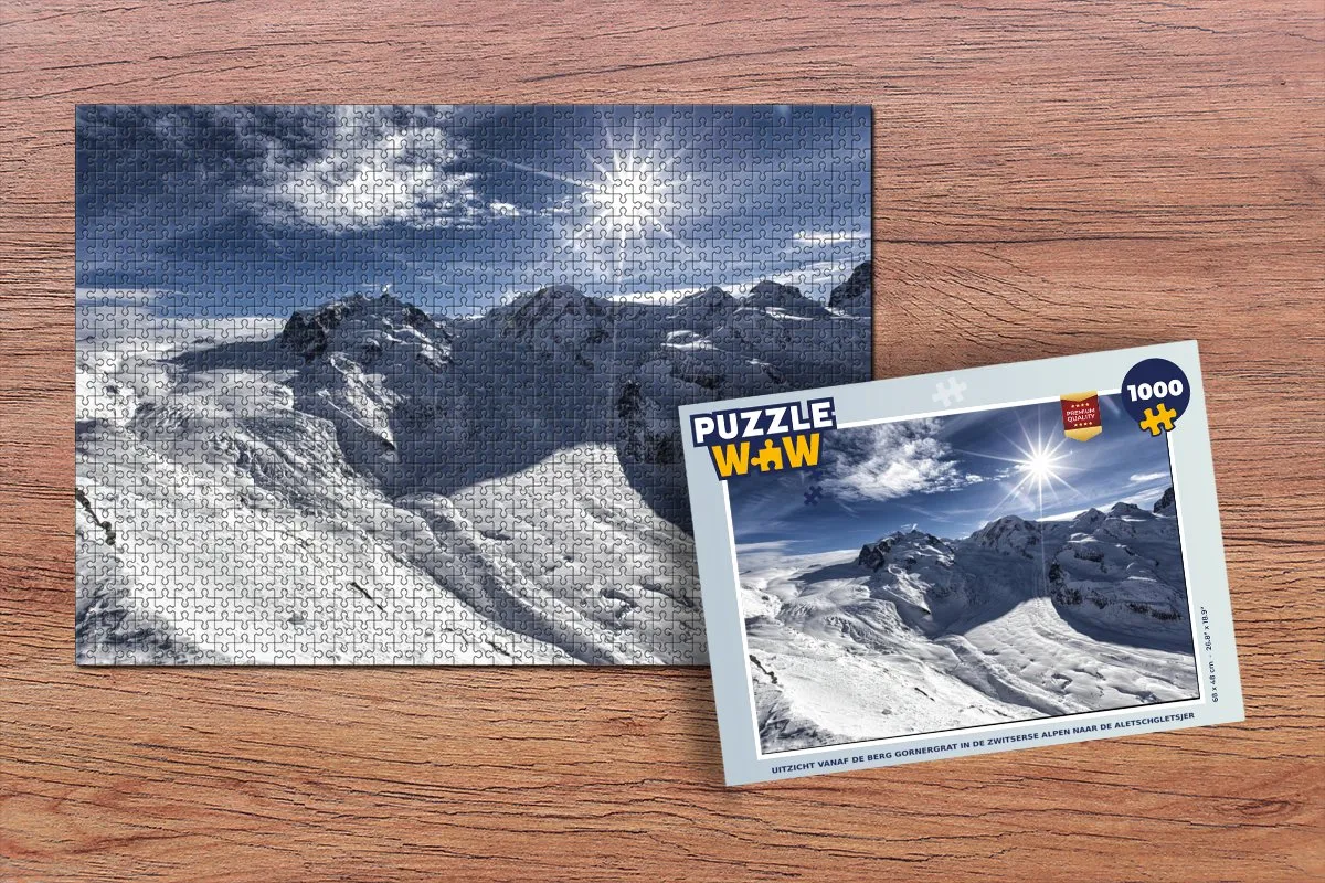 PuzzleWow Legpuzzel 1000 Stuks - Aletschgletsjer Gornergrat Multicolor