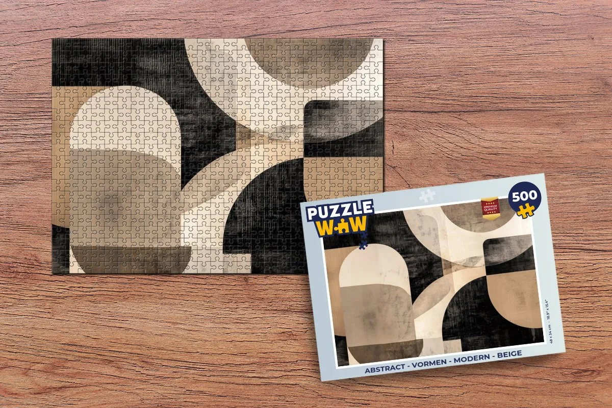 PuzzleWow Abstract Vormen Puzzel 500 Stuks - Beige