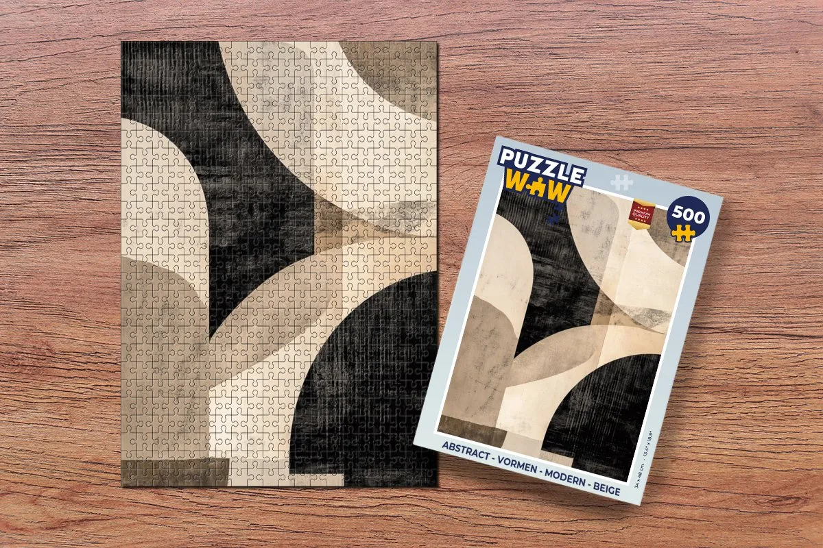 PuzzleWow Abstract Vormen Puzzel 500 Stuks - Beige