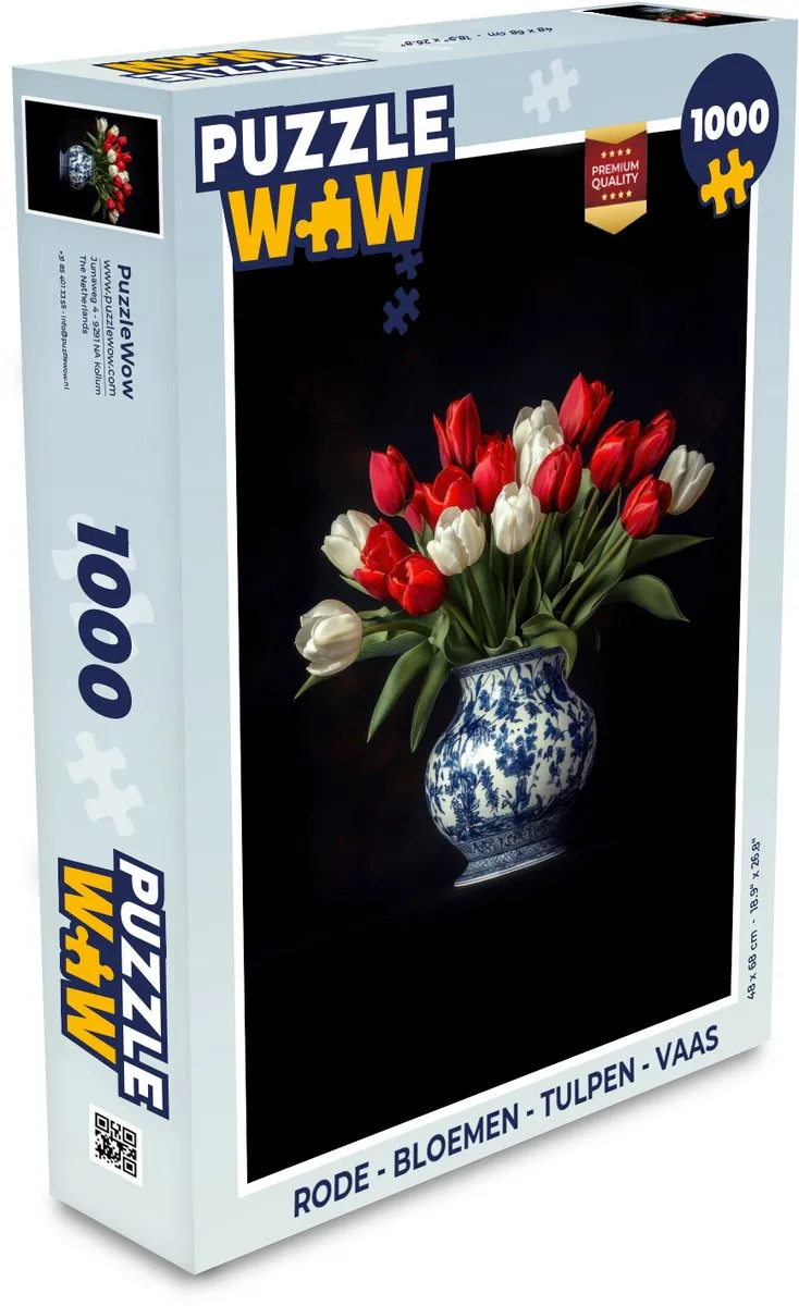 PuzzleWow Legpuzzel Tulpen 1000 Stuks - Rood/Wit