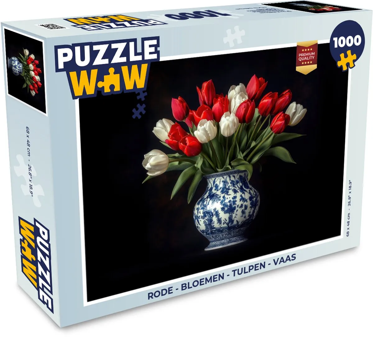 PuzzleWow Legpuzzel Tulpen 1000 Stuks - Rood/Wit