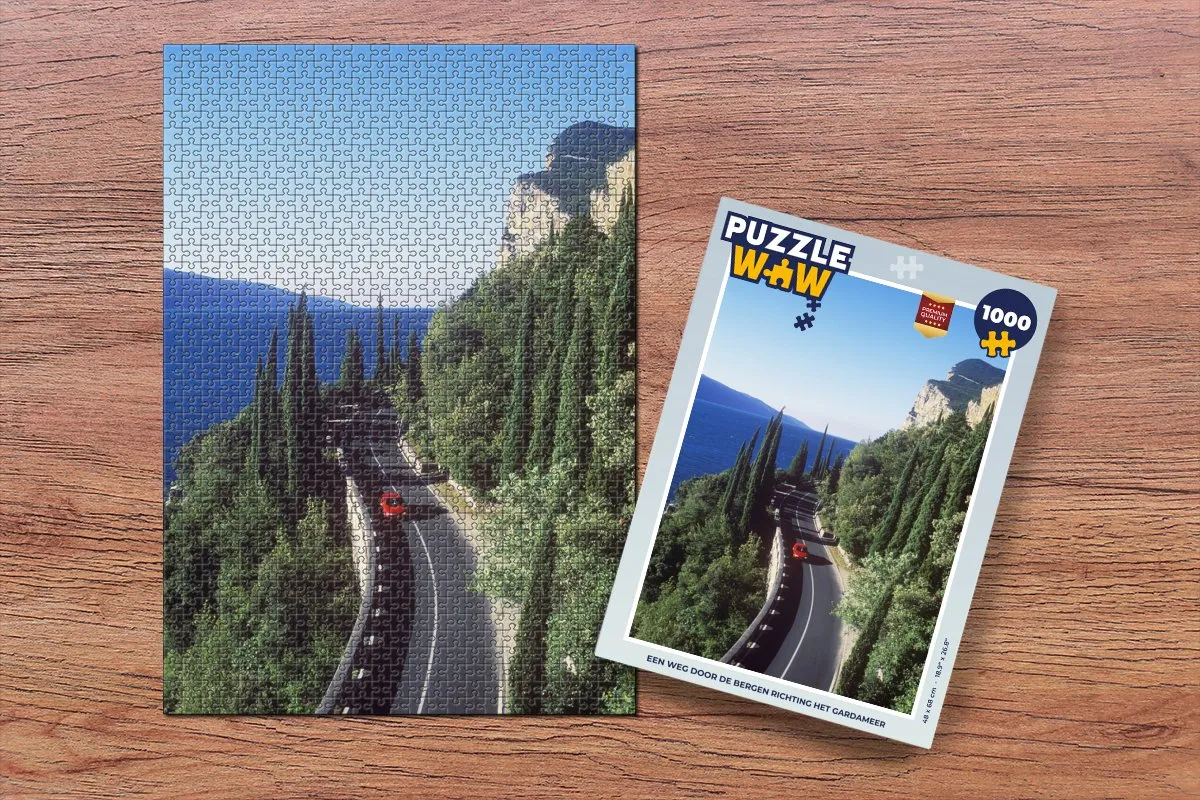 PuzzleWow Gardameer Weg Auto Legpuzzel 1000 Stuks - Multicolor