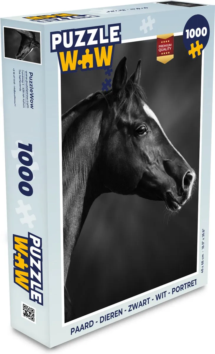 PuzzleWow Paard Portret Legpuzzel 1000 Stuks - Multicolor