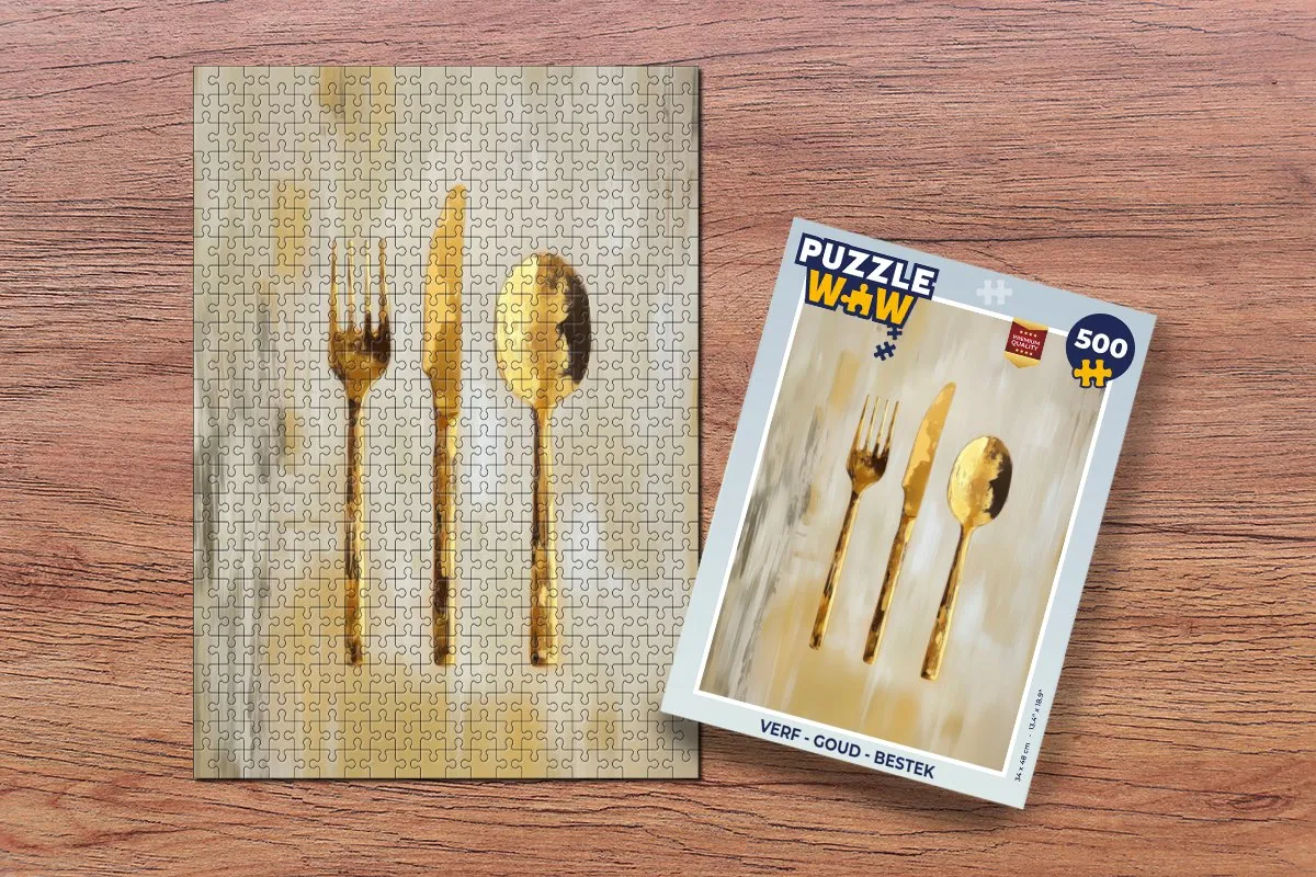PuzzleWow Bestek Legpuzzel 500 Stuks - Goud - MPN 8721172699565