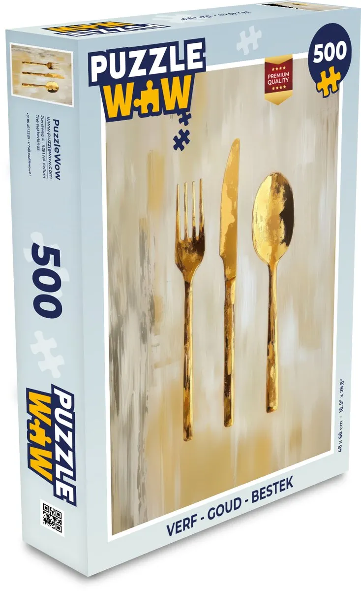 PuzzleWow Bestek Legpuzzel 500 Stuks - Goud - MPN 8721172699565