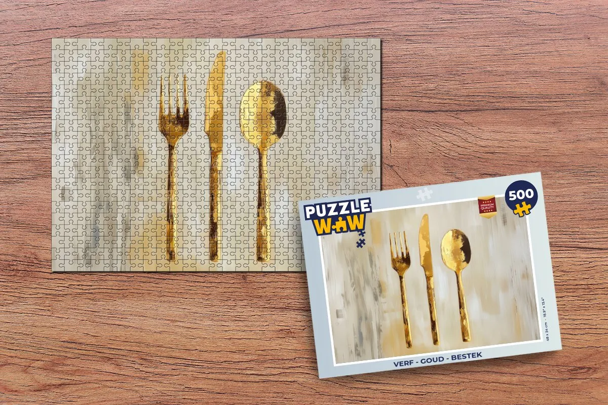PuzzleWow Bestek Legpuzzel 500 Stuks - Goud - MPN 8721172699565