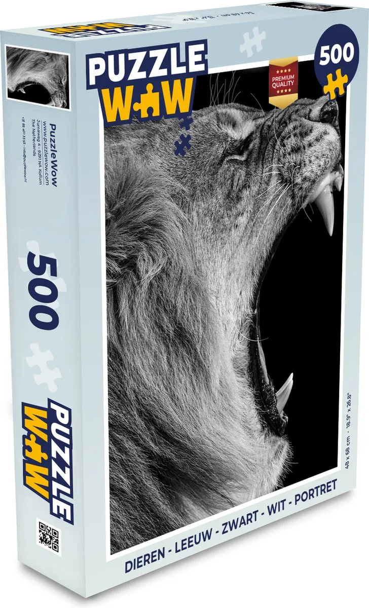 PuzzleWow Leeuw Portret Legpuzzel 500 Stuks - Multicolor