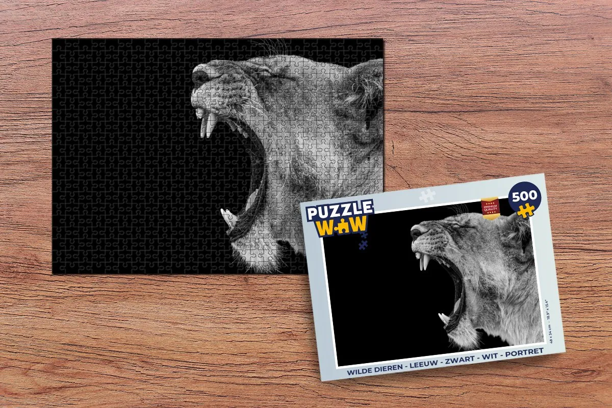 PuzzleWow Leeuw Portret Legpuzzel 500 Stuks - Multicolor